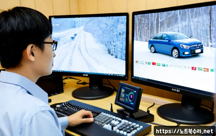 도척면 DRIVER_CAUSED_SYSTEM_CRASH - Photorealistic remote-support workstation in a quiet rural Korean office, dual monitors showing a fr...