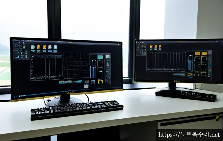 대월면 STATUS_DEVICE_OFFLINE - Photorealistic industrial design workstation in a quiet Daewol-myeon manufacturing office, dual moni...