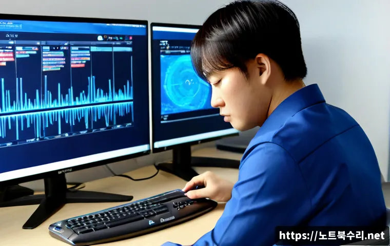 초이동 BAD_POOL_CALLER - Photorealistic IT support workstation in a compact modern office, desktop computer displaying an abs...