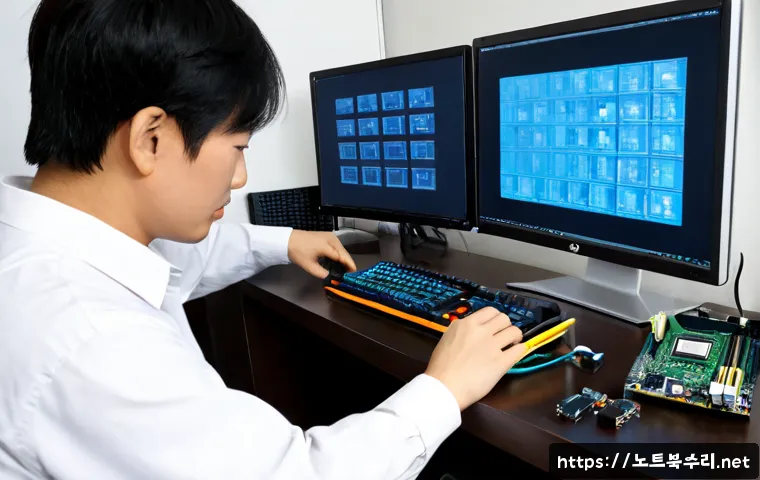 우면동 워크스테이션출장방문수리점 - Photorealistic on-site workstation repair inside a quiet Umyeon-dong apartment study, technician car...