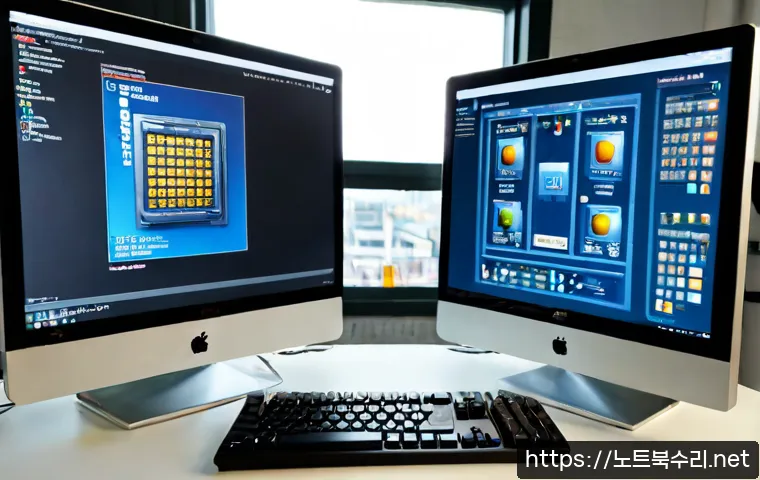 평동 STATUS_NO_MEMORY - Photorealistic product design workstation in a quiet industrial district office, dual monitors showi...