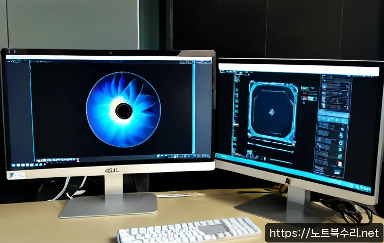 구로구 VIDEO_TDR_FAILURE - Photorealistic IT support workstation in a modern Guro-gu office tower, dual monitors showing a blan...