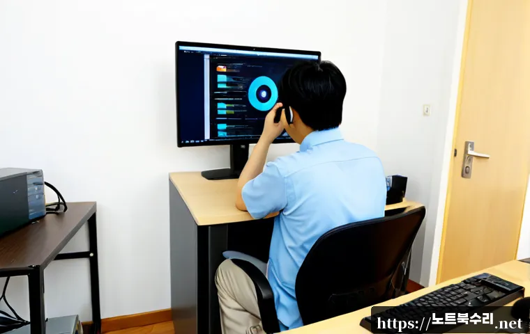 안성동 STATUS_STACK_OVERFLOW - Photorealistic remote-support workstation in a quiet Anseong-dong apartment office, IT technician ex...