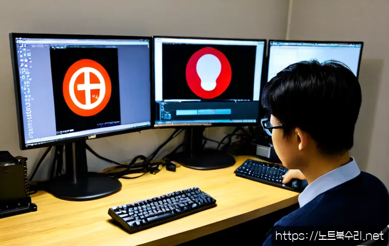 두곡동 STATUS_KERNEL_BOOT_DRIVE_ERROR - Photorealistic IT technician at a dual-monitor workstation in a compact Dugok-dong office, diagnosin...