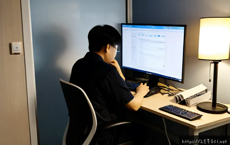 신흥동 STATUS_FILE_WRITE_FAILURE - Photorealistic remote-support workstation in a compact Sinheung-dong apartment office, desktop monit...