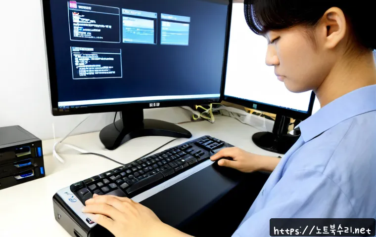 무학동 해킨토시 재설치 포맷  초기화 - Photorealistic remote support workstation in a compact Seoul apartment office near Muhak-dong, unbra...