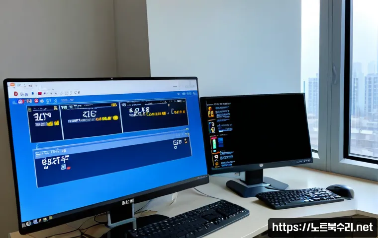 청량리동 UNEXPECTED_KERNEL_MODE_TRAP - Photorealistic IT support workstation in a compact Cheongnyangni apartment office, dual monitors sho...