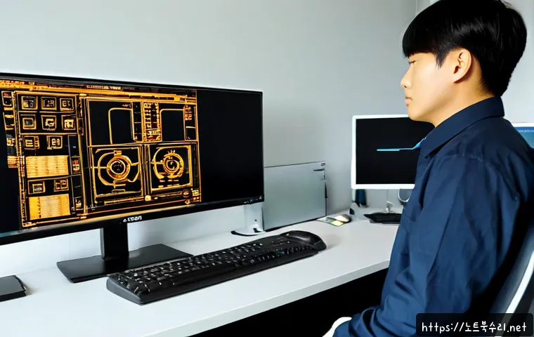 삼송동 STATUS_SYSTEM_LICENSE_INVALID - Photorealistic software support workstation in a modern Samsong-dong apartment office, dual monitors...
