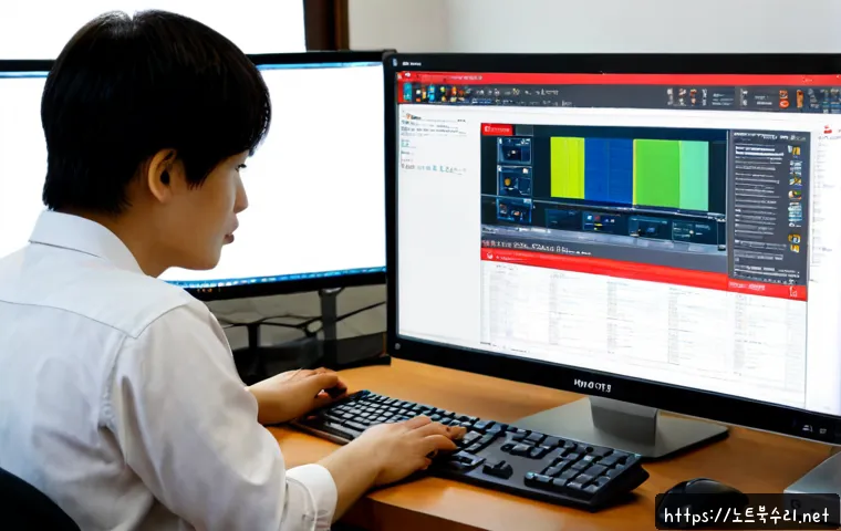 운니동 STATUS_STACK_BUFFER_OVERRUN - Photorealistic remote IT support workstation in a quiet Unni-dong design studio, desktop monitor sho...