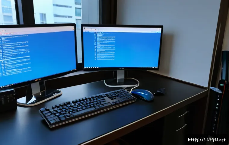 초이동 DPC_WATCHDOG_VIOLATION - Photorealistic remote IT support workstation in a compact Choi-dong apartment office, desktop monito...
