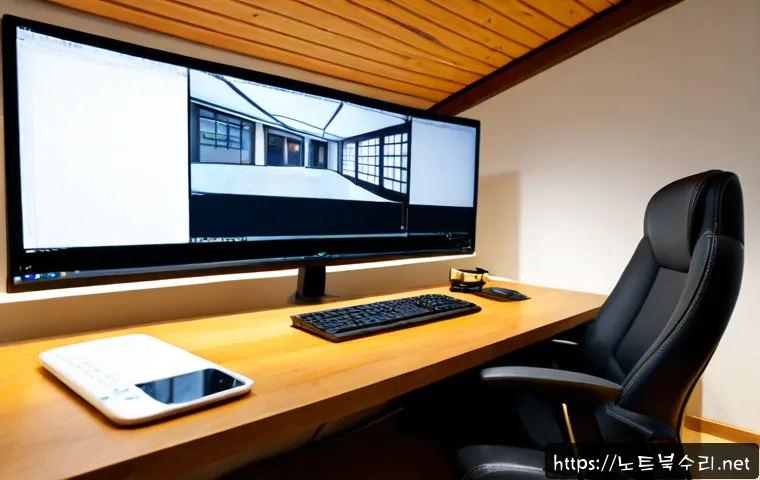 남학동 STATUS_DEVICE_OFFLINE - Photorealistic remote support workstation in a compact Namhak-dong studio office, designer using a C...