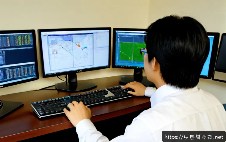 우정읍 SESSION3_INITIALIZATION_FAILED - Photorealistic IT support workstation in a quiet semi-rural Korean office near Ujeong-eup, dual moni...
