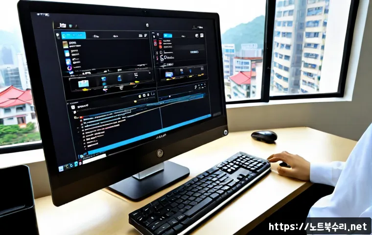 구산동 맥윈도우 부트캠프_bootcamp 재설치 포맷  초기화 - Photorealistic remote-support workstation in Gusan-dong, a sleek all-in-one desktop displaying a cle...