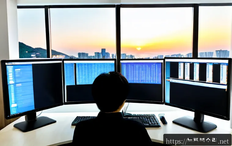 망포동 나스 nas 설정및수리 - Photorealistic remote IT support workstation in a compact Mangpo-dong apartment office, technician c...