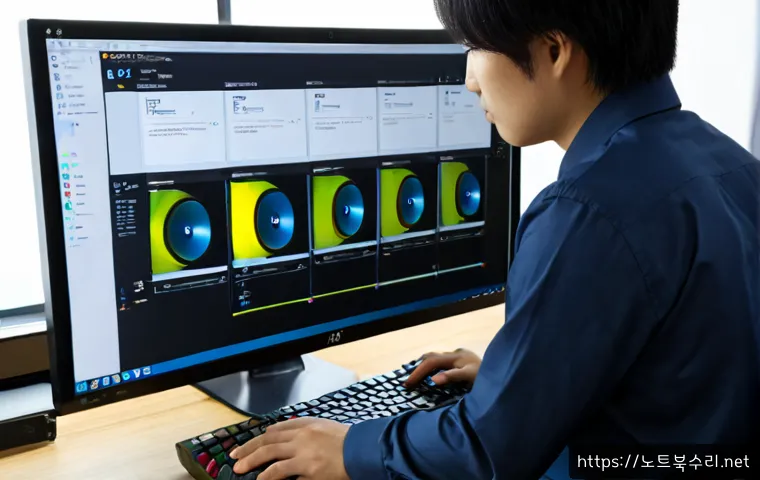 연양동 STATUS_DISK_NOT_INITIALIZED - Photorealistic IT support workstation in a quiet Yeonyang-dong office, technician carefully connecti...