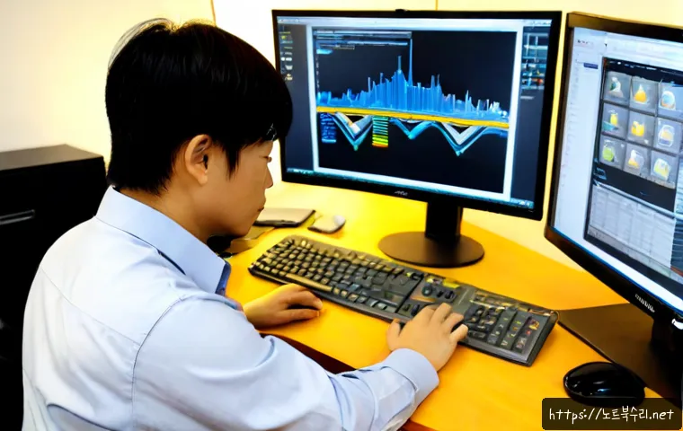 서빙고동 본체 꺼졌다 켜졌다 할때 - Photorealistic IT support workstation in a quiet Yongsan residential office, desktop tower repeatedl...