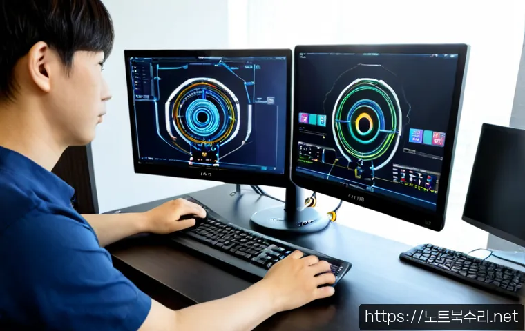 만수동 THREAD_TERMINATION_PORT - Photorealistic remote-support workstation in a compact Mansu-dong apartment office, dual monitors sh...