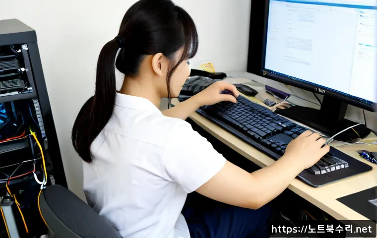 광진구 RAM조립 및 교체수리 - Photorealistic computer repair workstation in a compact Gwangjin-gu apartment office, technician car...