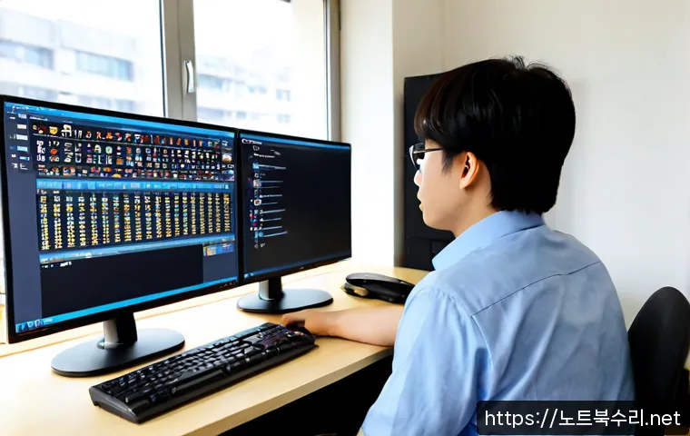 현수동 VENDOR_DEFINED_ERROR - Photorealistic remote-support workstation in a compact Korean apartment office, technician resolving...