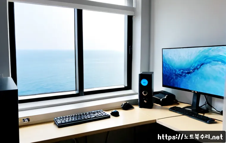 월곶동 STATUS_KERNEL_THREAD_TIMEOUT - Photorealistic remote-support workstation in a compact Wolgot-dong apartment office, dual monitors w...