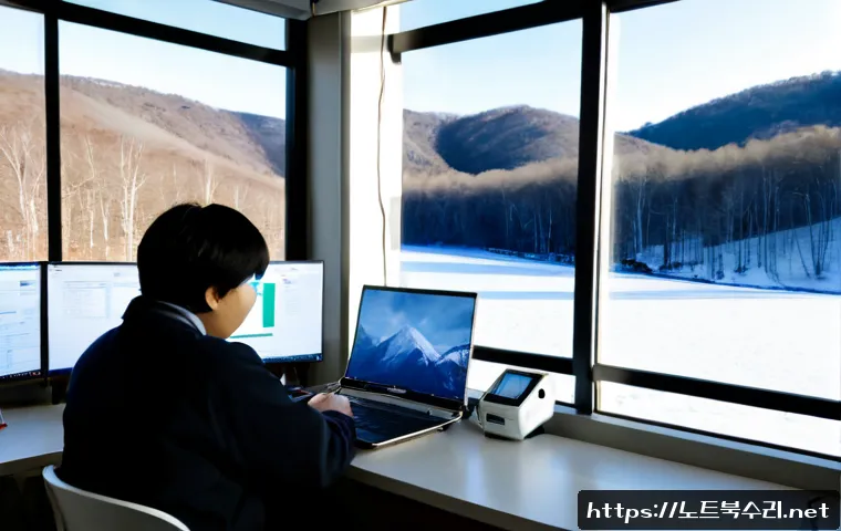 단월면 STATUS_KERNEL_BLOCKED - Photorealistic remote-support workstation in a quiet rural Korean office, dual monitors showing a fr...