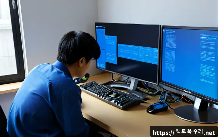 조원동 STATUS_KERNEL_INIT_FAILURE - Photorealistic IT support workstation in a compact apartment office near a quiet residential distric...