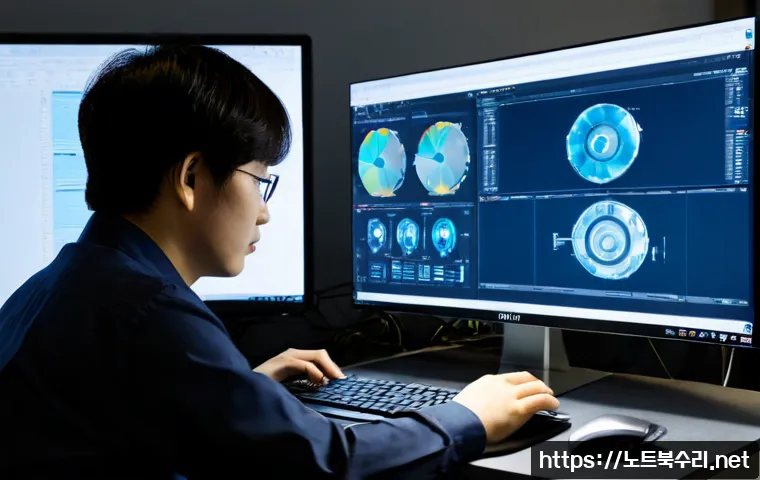 불로동 STATUS_KERNEL_BLOCKED - Photorealistic IT support workstation in a quiet suburban Incheon office, technician studying a lapt...