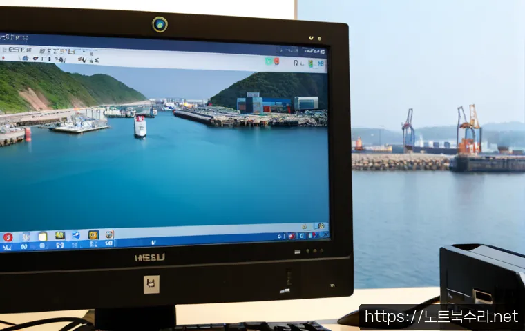 화수동 BUGCODE_USB_DRIVER - Photorealistic IT support workstation in a compact Hwasu-dong office, desktop monitor showing a clea...
