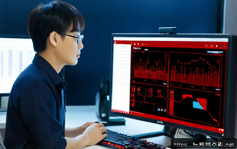 이동면 STATUS_MEMORY_VIOLATION - Photorealistic software support workstation in Idong-myeon, a desktop monitor showing an abstract fr...