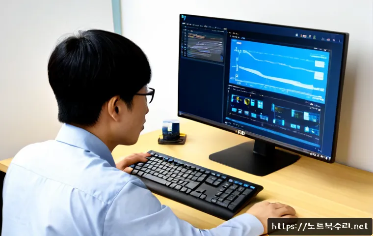 관훈동 STATUS_KERNEL_APC_PENDING - Photorealistic IT support workstation in a quiet Insadong-adjacent office, desktop monitor showing a...