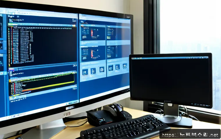 팽성읍 STATUS_KERNEL_UNSUPPORTED_DEVICE - Photorealistic remote-support workstation in a quiet Pyeongseong-eup office, dual monitors showing a...