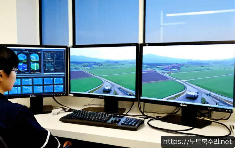 대곶면 DRIVER_PORTION_MUST_BE_NONPAGED - Photorealistic remote-support workstation in a Daegot-myeon engineering office, dual monitors showin...
