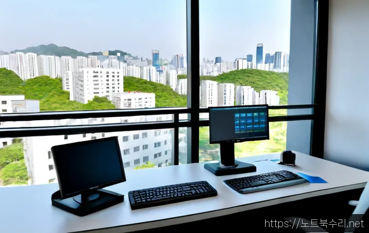 은계동 STATUS_INVALID_THREAD - Photorealistic IT support workstation in a modern apartment-office setting, ultrawide monitor showin...
