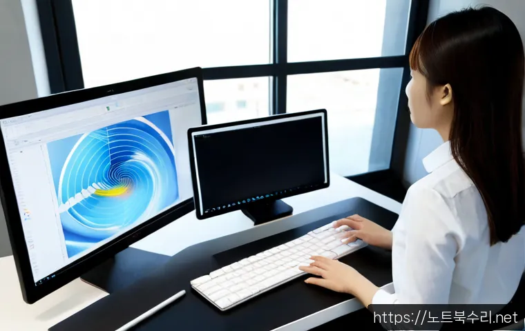 풍동 STATUS_INVALID_IMAGE_FORMAT - Photorealistic engineering workstation in Pungdong, a designer reviewing a clean unbranded CAD-style...