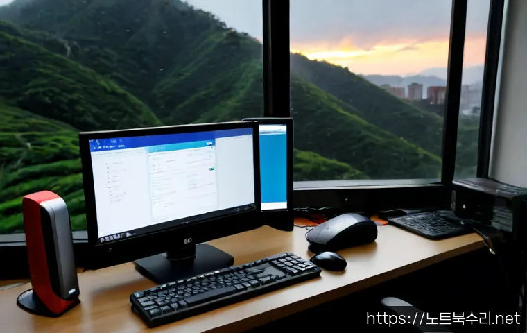 상봉암동 STATUS_KERNEL_BOOT_DRIVE_ERROR - Photorealistic remote IT support workstation in a compact Sangbongam-dong apartment office, dual mon...