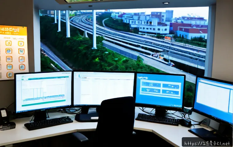 김포시 STATUS_KERNEL_MODULE_NOT_FOUND - Photorealistic IT support workstation in Gimpo, dual monitors showing an abstract system diagnostic ...