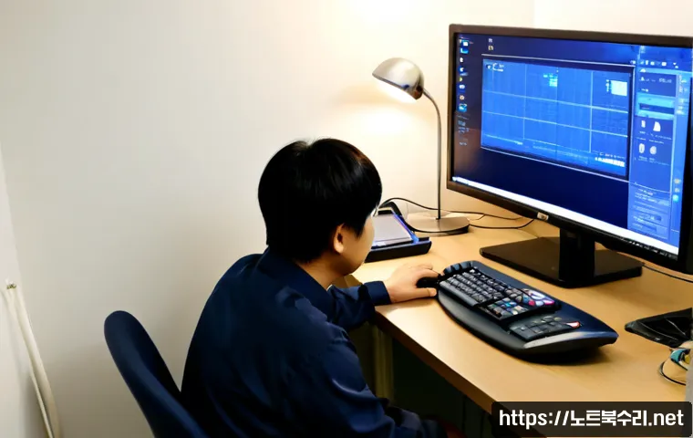 면목동 KMODE_EXCEPTION_NOT_HANDLED - Photorealistic remote IT support workstation in a compact Myeonmok-dong apartment office, desktop mo...