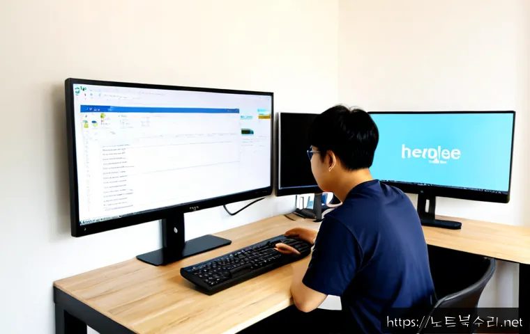 감북동 조립컴퓨터 pc 출장판매설치 - Photorealistic compact home-office workstation installation in Gambuk-dong, a technician connecting ...