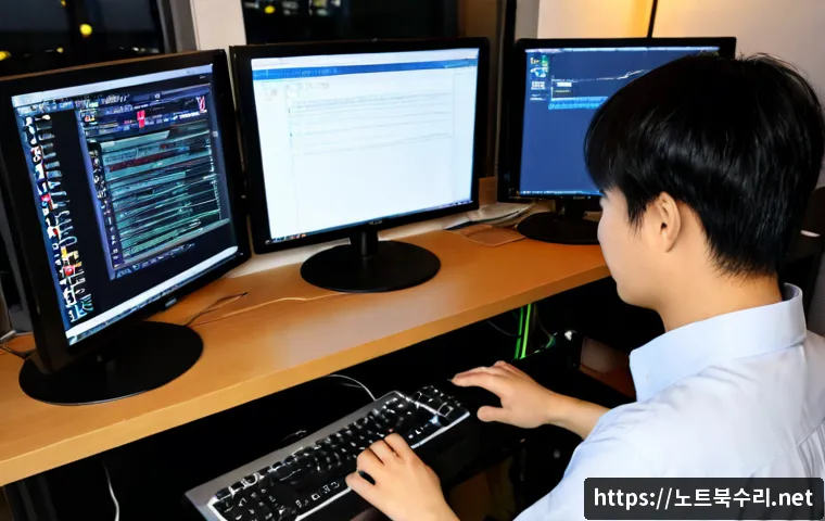 구수동 BOOTMGR is Compressed - Photorealistic remote-support workstation in a compact Gusu-dong apartment office, technician examin...