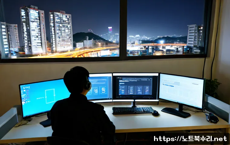 양천구 STATUS_KERNEL_CONFIGURATION_ERROR - Photorealistic IT support workstation in Yangcheon, Seoul, dual monitors showing a generic system re...