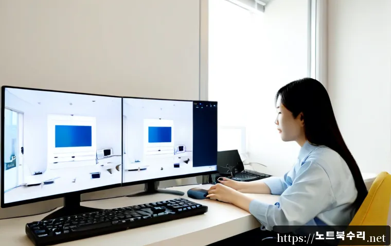 증일동 STATUS_INVALID_IMAGE_FORMAT - Photorealistic remote-support workstation in a compact apartment office in Jeungil-dong, dual monito...