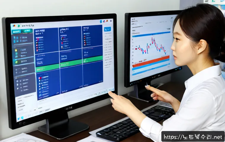 남촌동 MULTIPLE_IRP_COMPLETE_REQUESTS - Photorealistic remote-support workstation in Namchon-dong, a financial administrator reviewing multi...