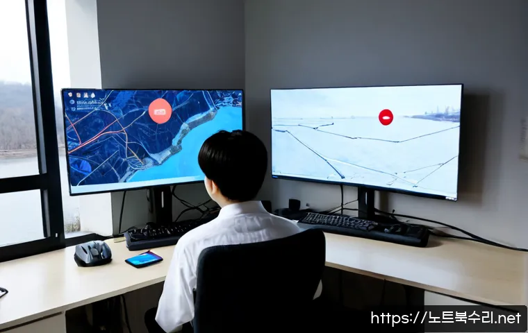 서빙고동 STATUS_KERNEL_FILE_SYSTEM_ERROR - Photorealistic remote IT support workstation in a modern Seobinggo-dong apartment overlooking a quie...