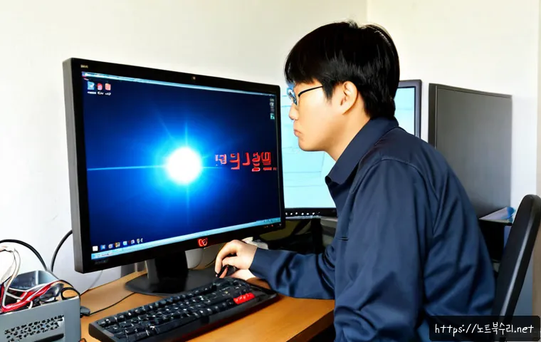 강천면 STATUS_KERNEL_MODULE_ACCESS_DENIED - Photorealistic IT support workstation in a quiet rural Korean office near Gangcheon-myeon, engineer ...