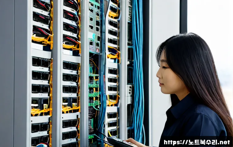 죽산면 server출장방문수리점 - Photorealistic on-site server repair in a compact Juksan-myeon business office, technician connectin...