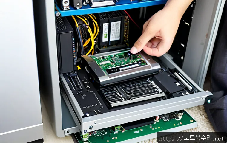 홍지동 HDD조립 및 교체수리 - Photorealistic remote-support technician replacing a desktop HDD at a tidy workstation in a quiet hi...