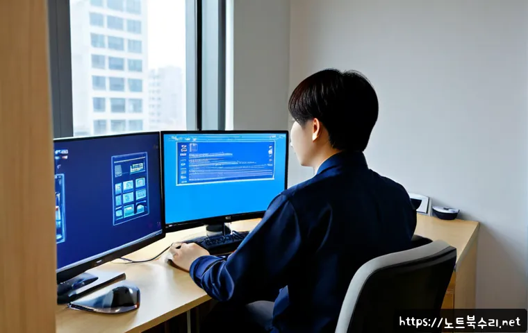 창천동 STATUS_KERNEL_ACCESS_DENIED - Photorealistic remote-support workstation in a compact Sinchon residential office, IT technician stu...
