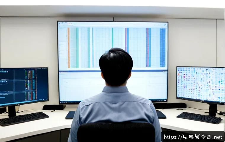 양주시 STATUS_DATATYPE_MISALIGNMENT - Photorealistic IT support workstation in a modern Yangju industrial design office, dual monitors sho...