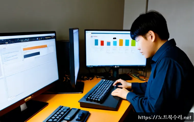 구운동 STATUS_KERNEL_APC_PENDING - Photorealistic remote IT support workstation in a compact Guun-dong apartment office, dual monitors ...