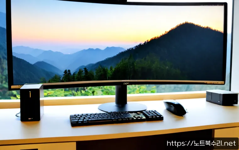 강북구 STATUS_FILE_IN_USE - Photorealistic IT support workstation in a compact Kangbuk-gu design studio, ultrawide monitor showi...